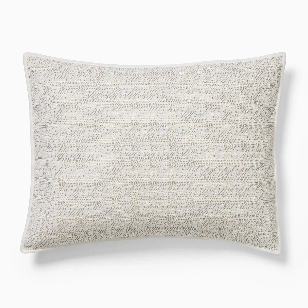 West Elm Reflections Matelasse Origin King‎ Size White Pillow Sham NEW